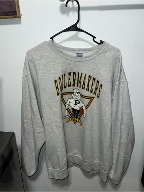 Jerzees Gray Purdue Boilermakers Crewneck Sweatshirt